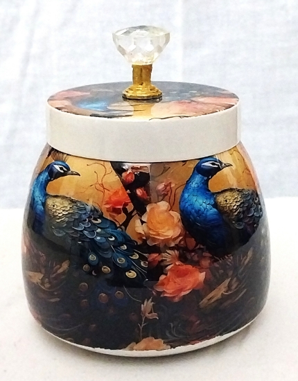 Picture of Peacock with Floral design Metal jar ( set of 4 pcs)