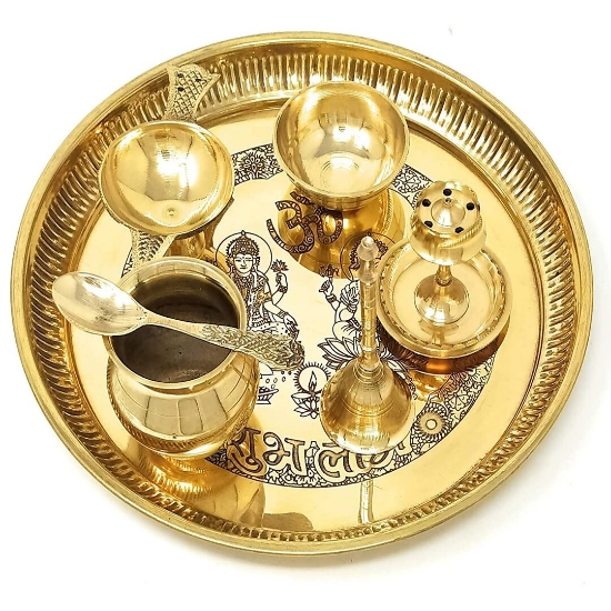 Picture of Brass Pooja thali Set 8 Inch